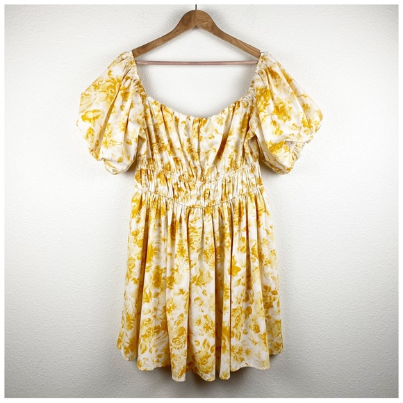 Abercrombie & Fitch Yellow Floral Off the Shoulder Dress - Picture 3 of 9